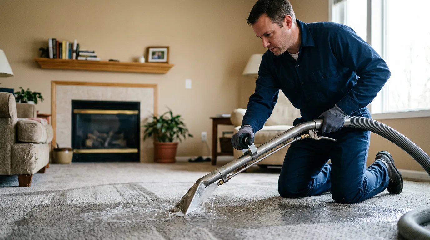 Water damage restoration technician working near Leonard, MN